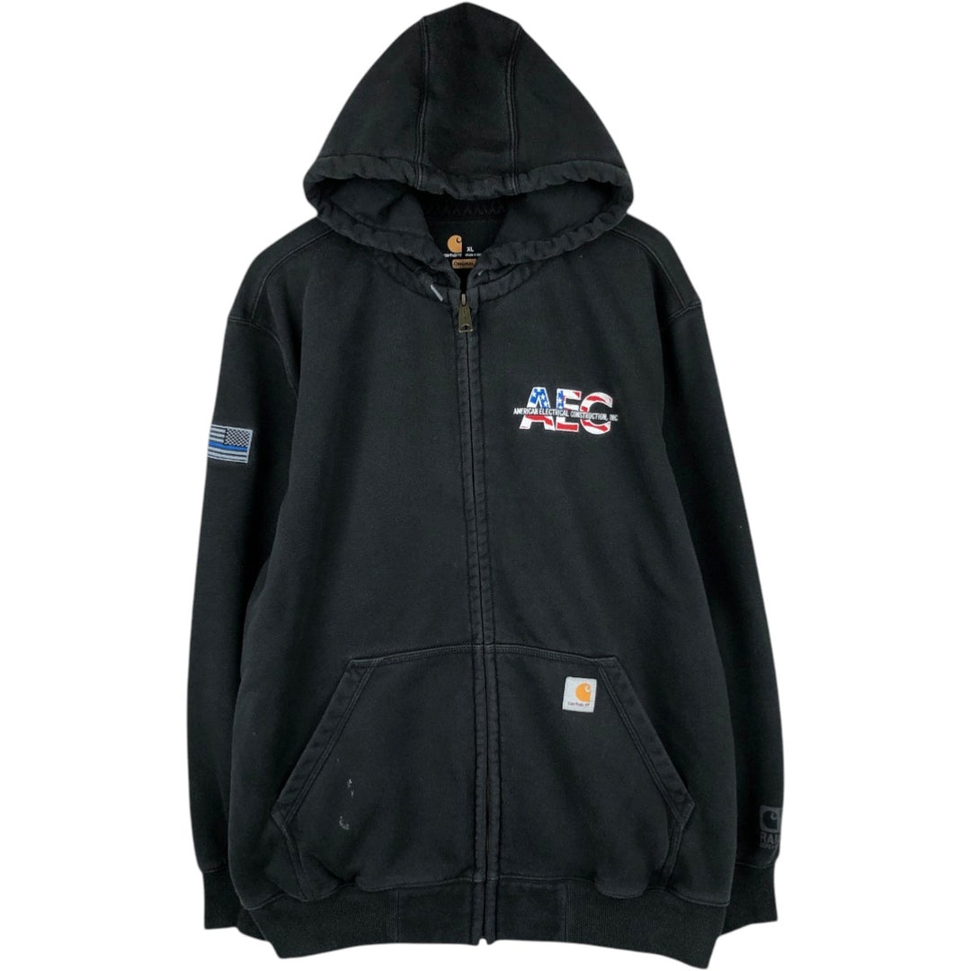 Carhartt ORIGINAL FIT RAIN DEFENDER Stars and Stripes Advertising Sweat Full-Zip Hoodie, Men's Size XL (approx.) cotton black type Vintage Second Hand
