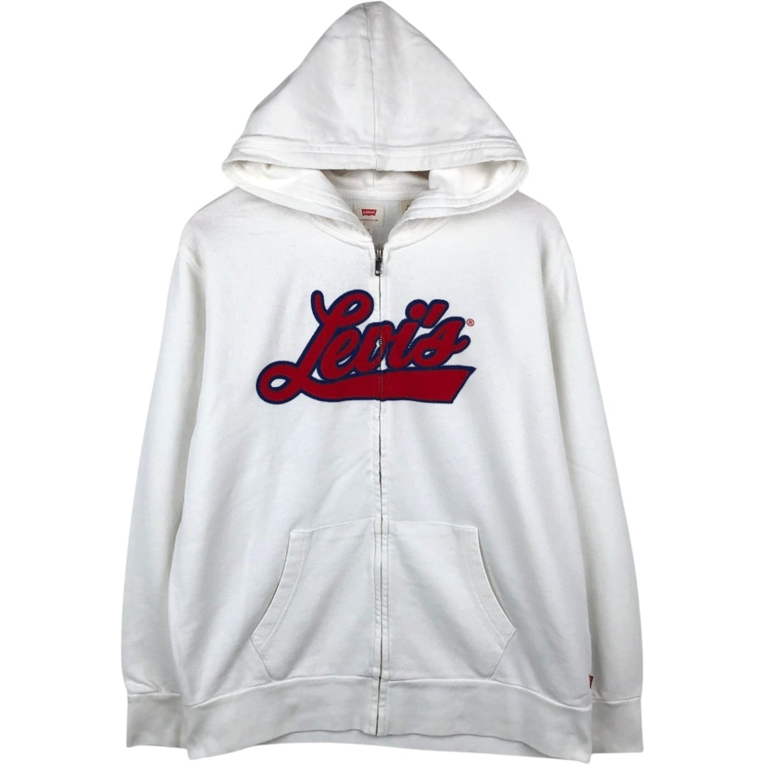 Levi's Sweatshirt Full Zip Hoodie, Men's Size L cotton white type Vintage Second Hand