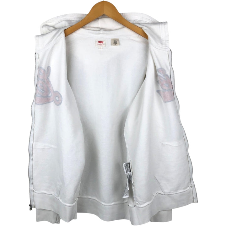Levi's Sweatshirt Full Zip Hoodie, Men's Size L cotton white type Vintage Second Hand