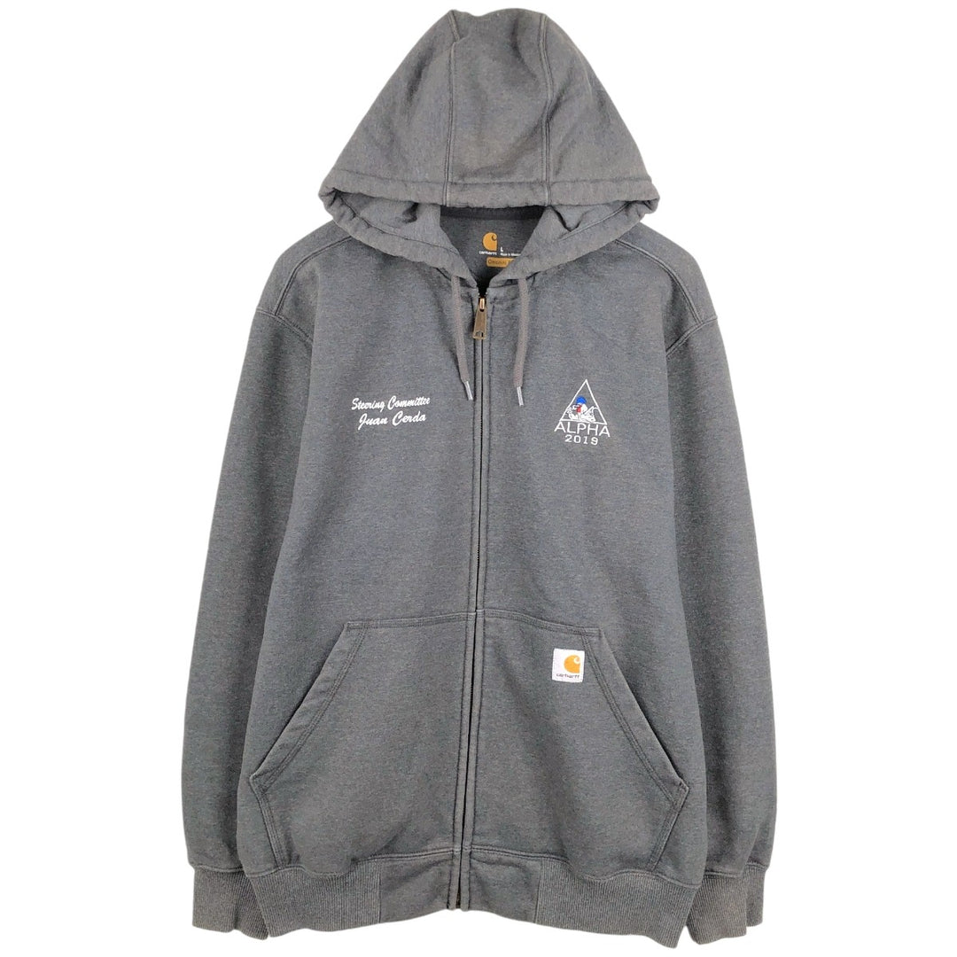 Carhartt ORIGINAL FIT Sweat Full Zip Hoodie, Men's L size cotton Charcoal Vintage Second Hand