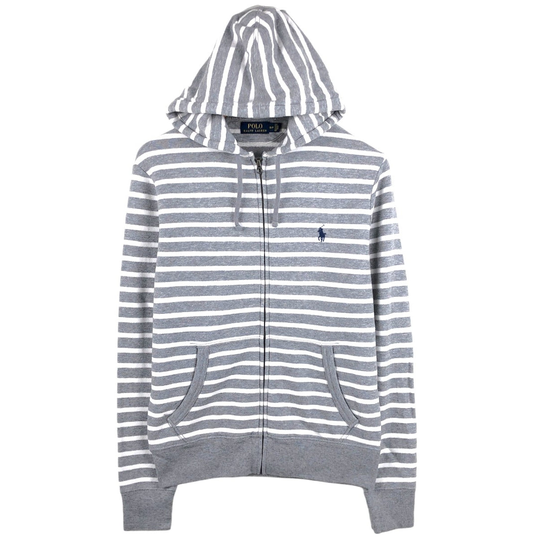 Ralph Lauren POLO RALPH LAUREN Striped Pattern Sweatshirt Full-Zip Hoodie, Men's Size S (approx.) cotton gray type Vintage Second Hand