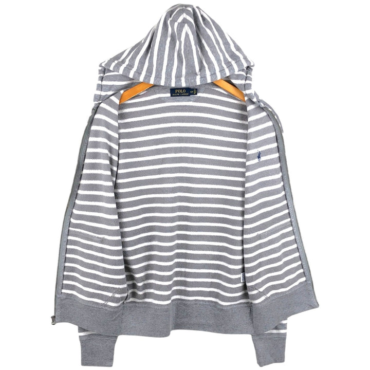 Ralph Lauren POLO RALPH LAUREN Striped Pattern Sweatshirt Full-Zip Hoodie, Men's Size S (approx.) cotton gray type Vintage Second Hand