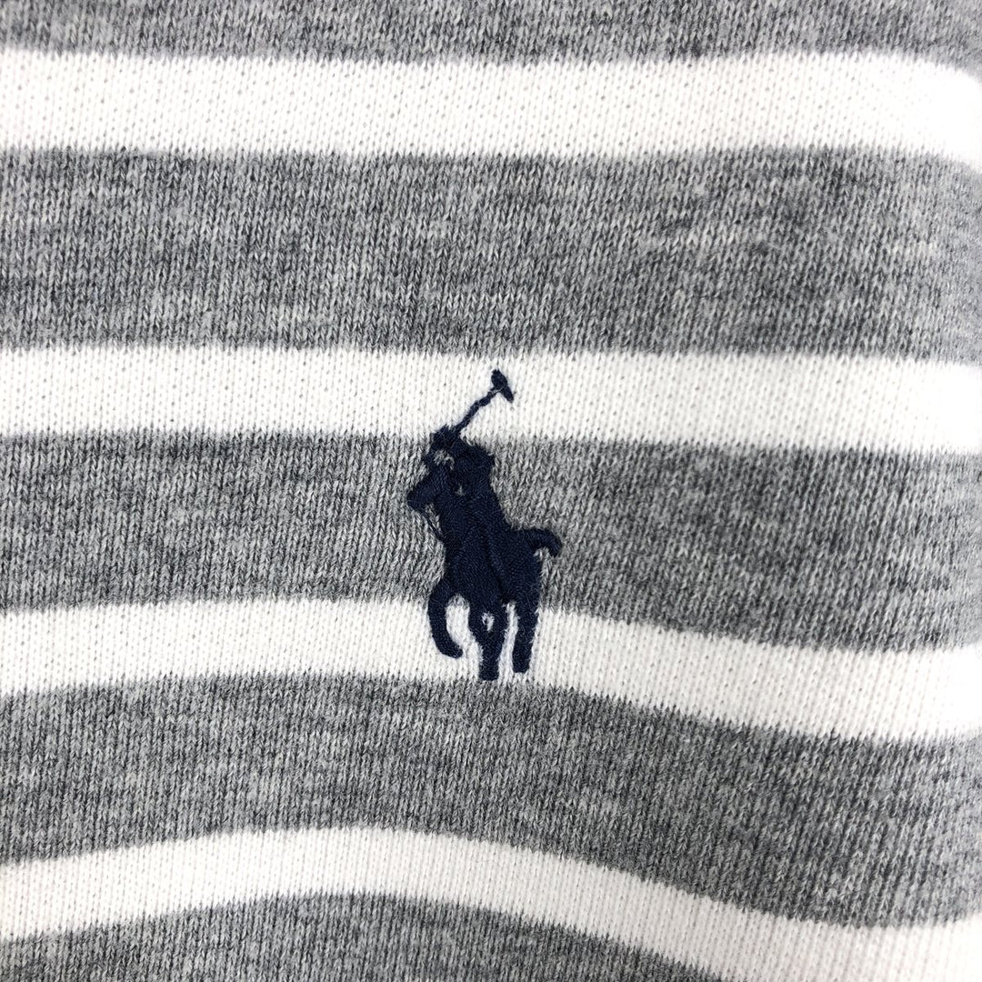 Ralph Lauren POLO RALPH LAUREN Striped Pattern Sweatshirt Full-Zip Hoodie, Men's Size S (approx.) cotton gray type Vintage Second Hand