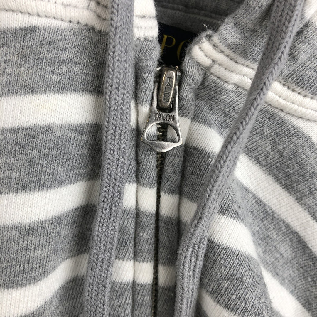 Ralph Lauren POLO RALPH LAUREN Striped Pattern Sweatshirt Full-Zip Hoodie, Men's Size S (approx.) cotton gray type Vintage Second Hand