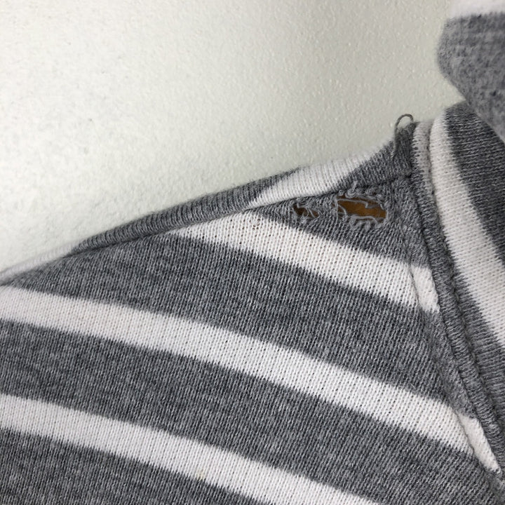 Ralph Lauren POLO RALPH LAUREN Striped Pattern Sweatshirt Full-Zip Hoodie, Men's Size S (approx.) cotton gray type Vintage Second Hand