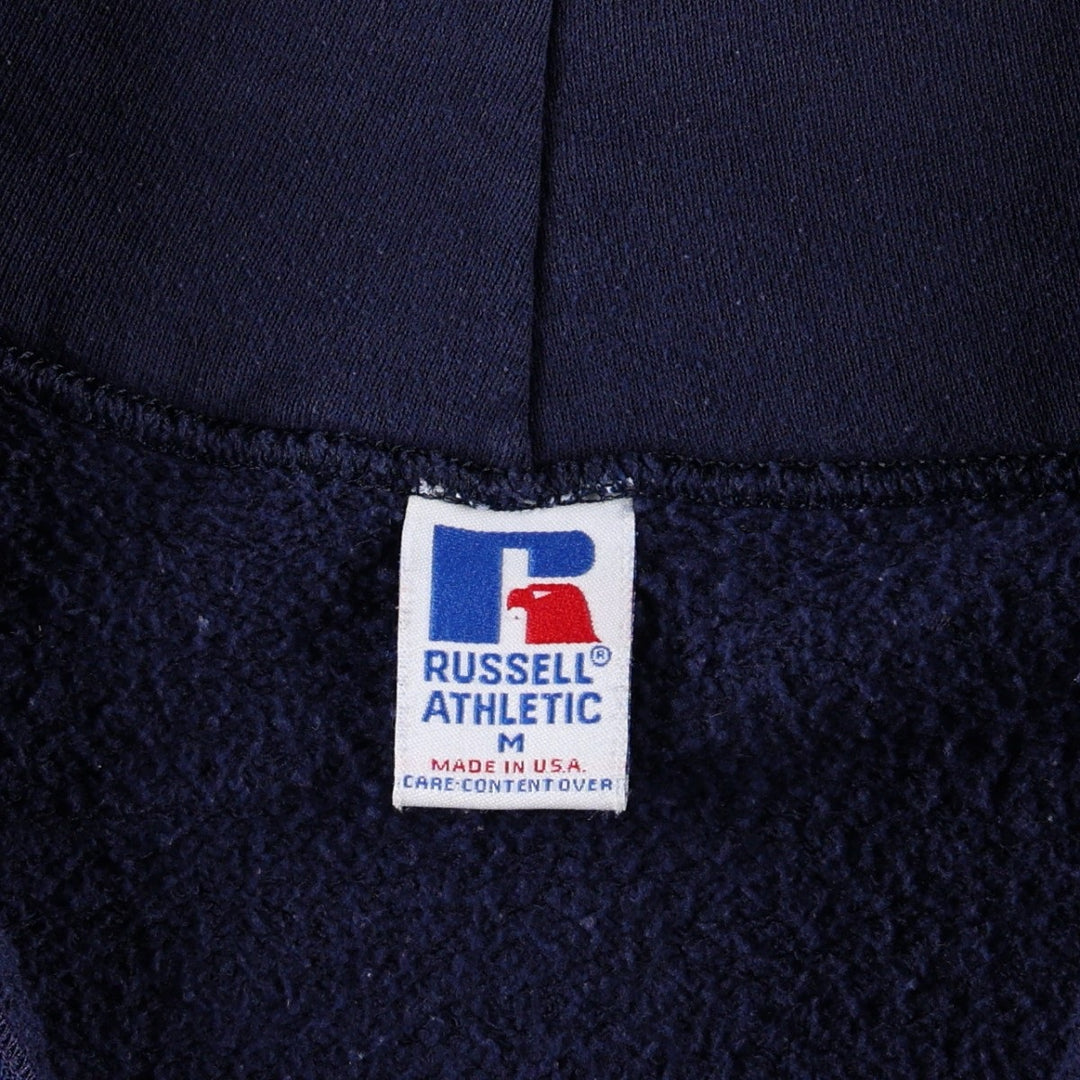 90'S Russell Full-Zip Sweatshirt Hoodie, Made in USA, Men's Size M (Equivalent), Vintage cotton navy blue type Vintage Second Hand