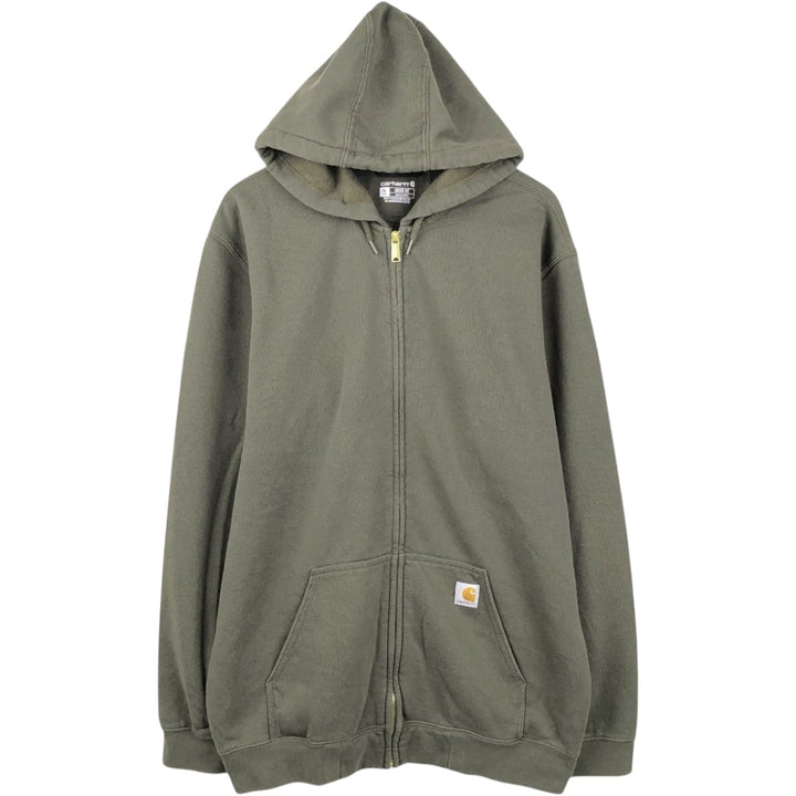 Carhartt Sweat Full Zip Hoodie Men's XL cotton Khaki type Vintage Second Hand