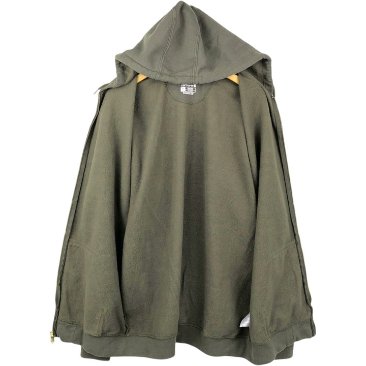 Carhartt Sweat Full Zip Hoodie Men's XL cotton Khaki type Vintage Second Hand