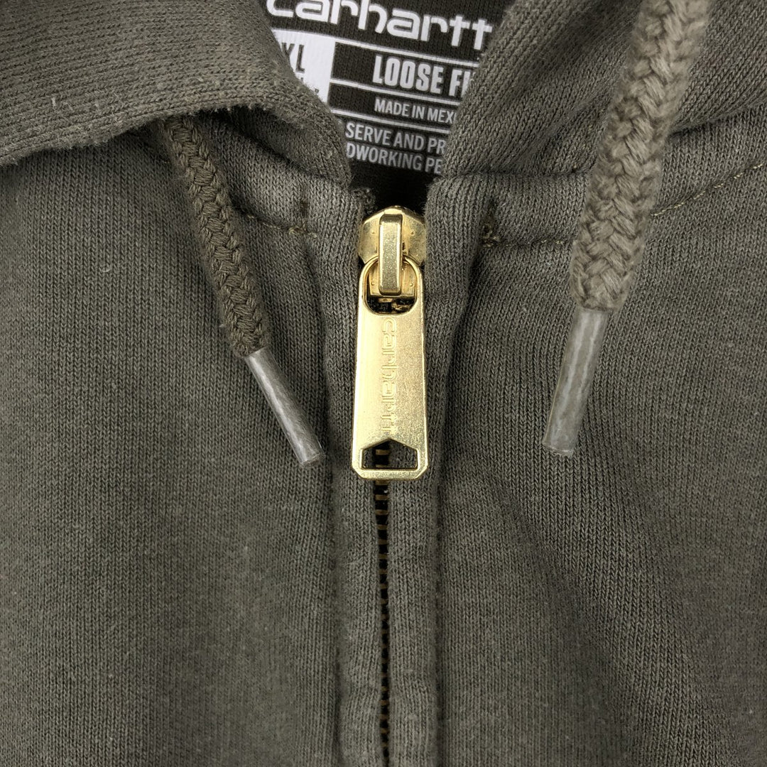 Carhartt Sweat Full Zip Hoodie Men's XL cotton Khaki type Vintage Second Hand