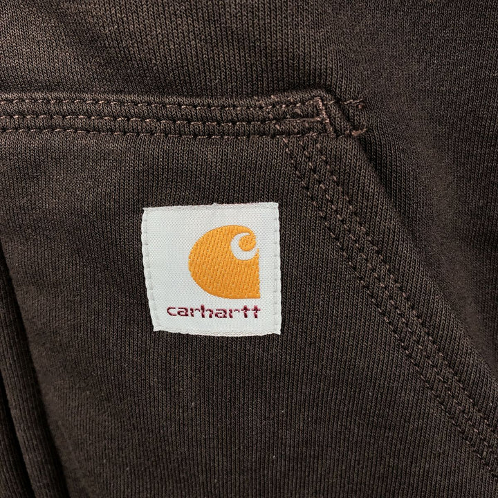 Carhartt Sweat Full Zip Hoodie, Men's S Size cotton dark chocolate Vintage Second Hand