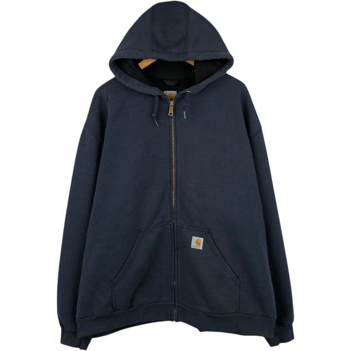 Carhartt Sweat Full Zip Hoodie Men's XXL cotton navy blue type Vintage Second Hand