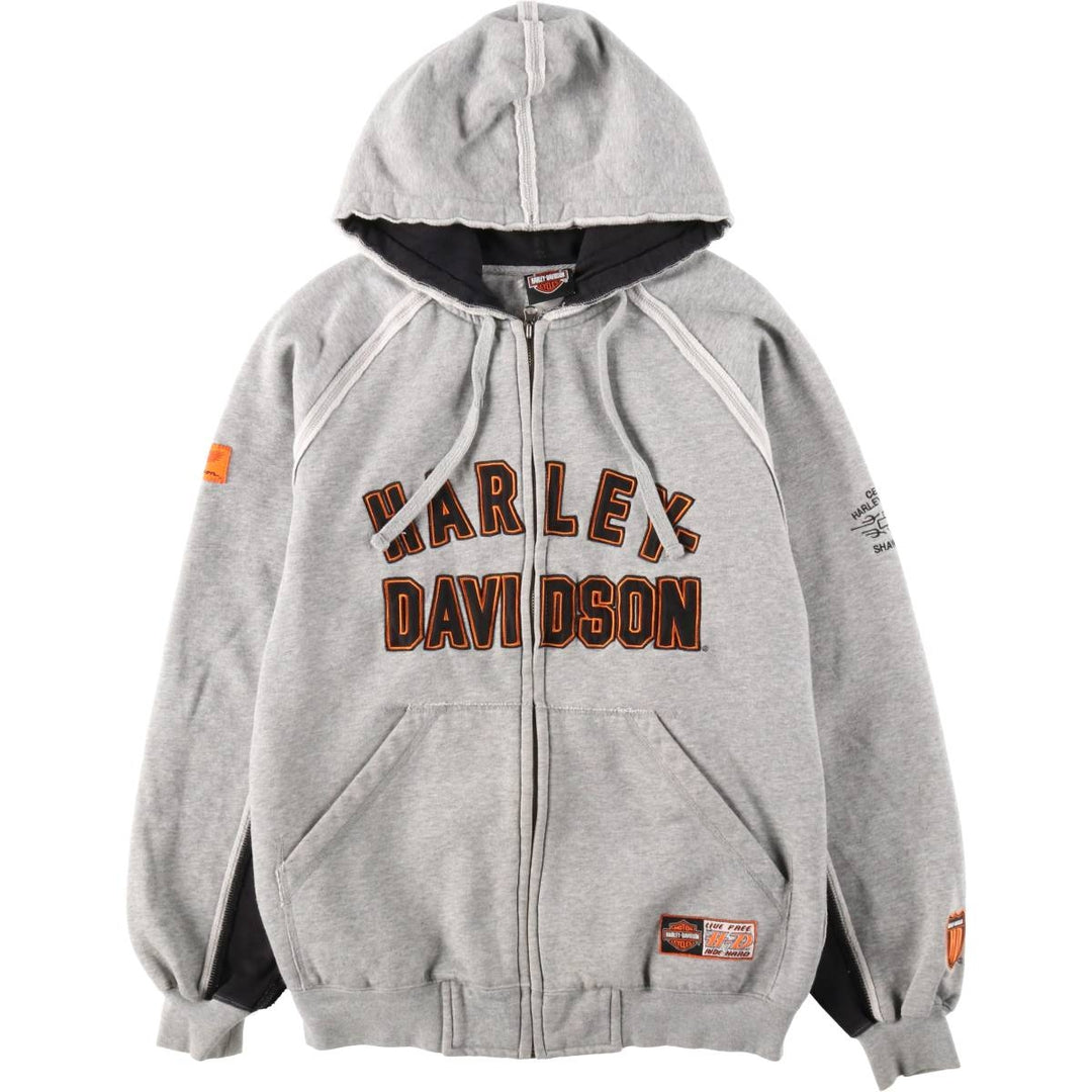 2000'S Harley-Davidson Sweatshirt Full-Zip Hoodie, Men's Size L (approx.) unclear gray type Vintage Second Hand