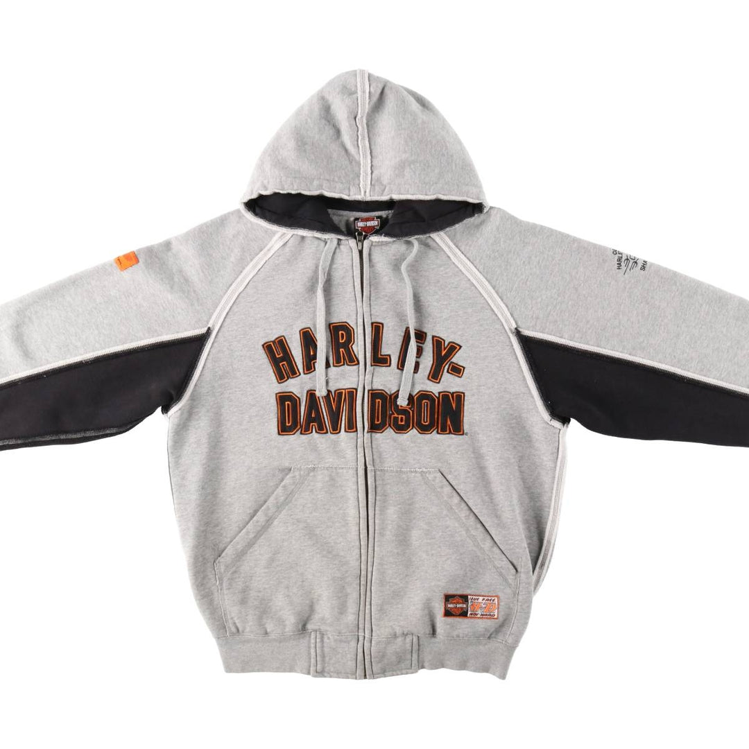 2000'S Harley-Davidson Sweatshirt Full-Zip Hoodie, Men's Size L (approx.) unclear gray type Vintage Second Hand