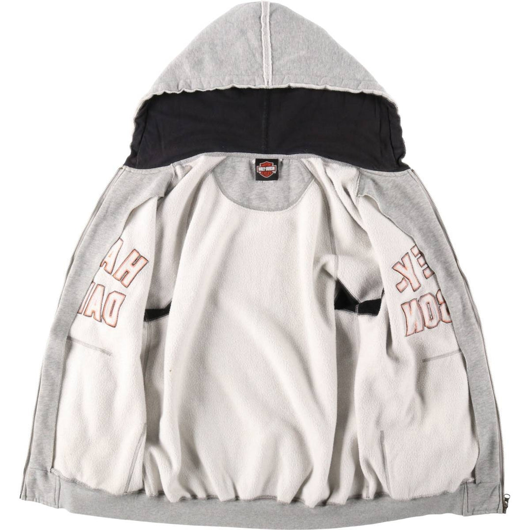 2000'S Harley-Davidson Sweatshirt Full-Zip Hoodie, Men's Size L (approx.) unclear gray type Vintage Second Hand