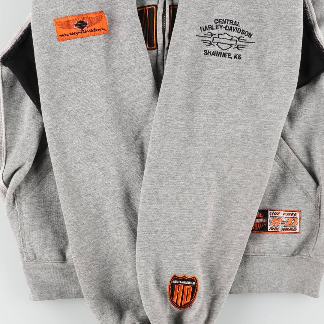 2000'S Harley-Davidson Sweatshirt Full-Zip Hoodie, Men's Size L (approx.) unclear gray type Vintage Second Hand