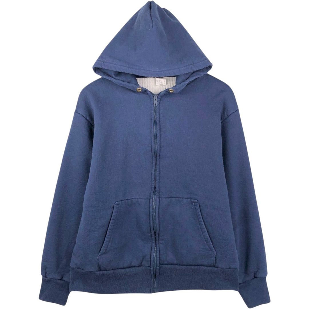 ~90'S Vintage Full-Zip Sweatshirt Hoodie, Made in USA, Men's Size XL cotton navy blue type Vintage Second Hand