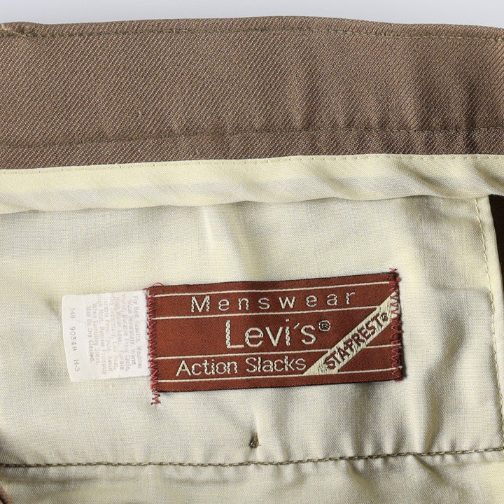 80'S Levi's ACTION SLACKS STA-PREST Sta-Prest slacks pants for men, size w32, vintage unclear brown type Vintage Second Hand