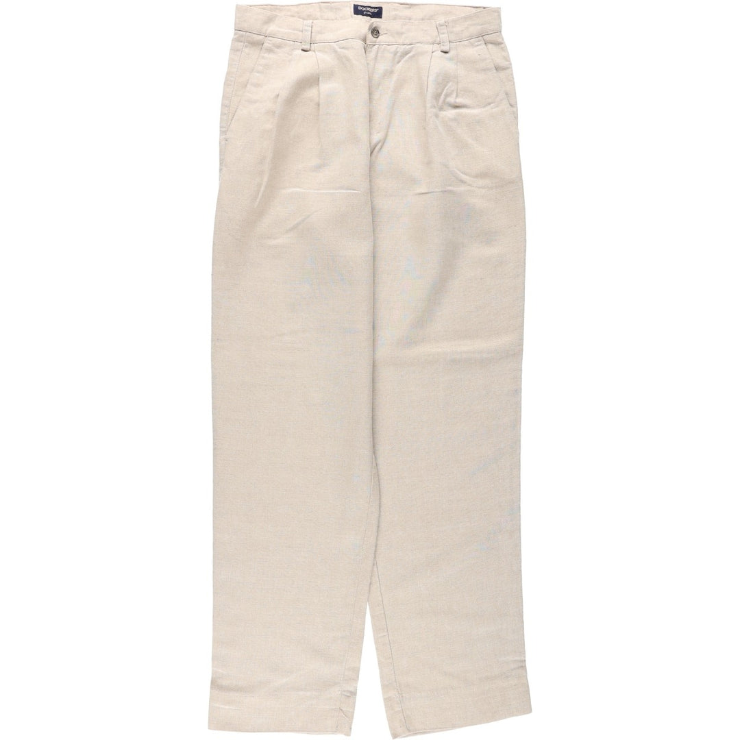 90'S Dockers Khakis Two-Pleat Linen x Cotton Trousers, Dominican Republic, Men's W34 (approx.), Vintage linen Beige type Vintage Second Hand