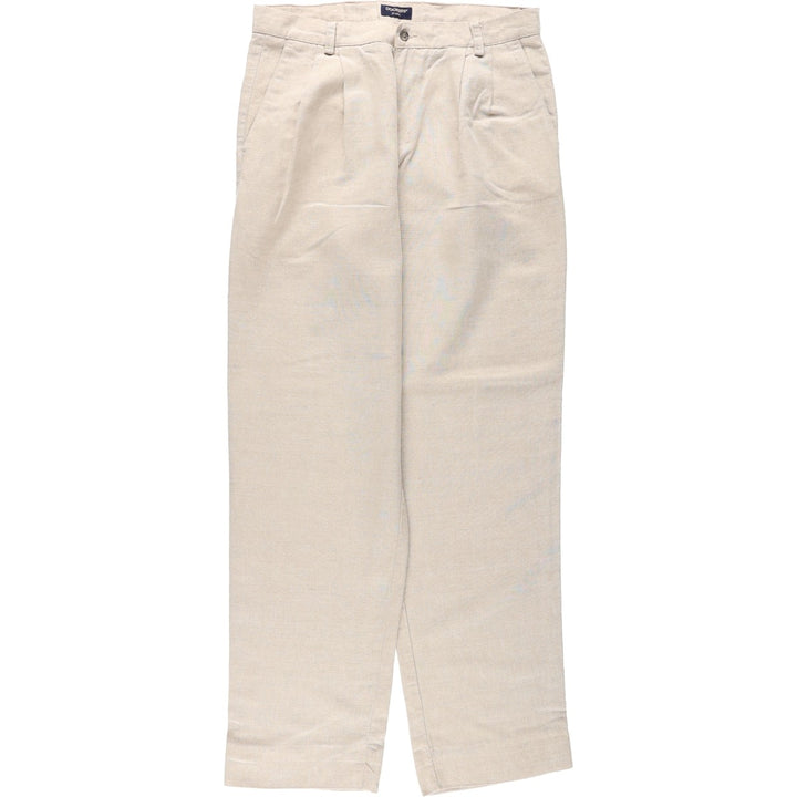 90'S Dockers Khakis Two-Pleat Linen x Cotton Trousers, Dominican Republic, Men's W34 (approx.), Vintage linen Beige type Vintage Second Hand