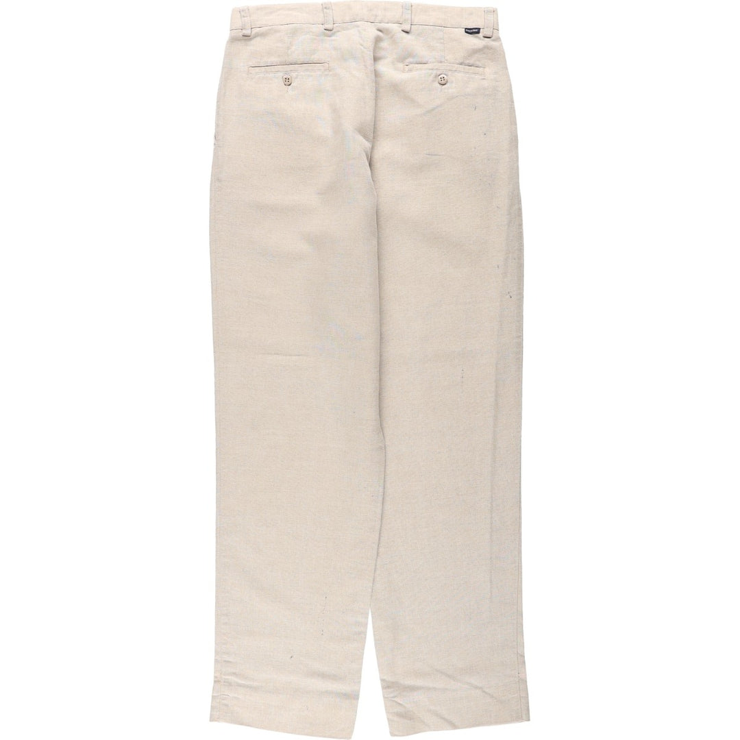 90'S Dockers Khakis Two-Pleat Linen x Cotton Trousers, Dominican Republic, Men's W34 (approx.), Vintage linen Beige type Vintage Second Hand