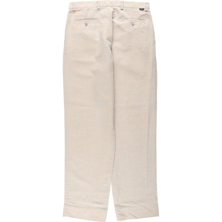 90'S Dockers Khakis Two-Pleat Linen x Cotton Trousers, Dominican Republic, Men's W34 (approx.), Vintage linen Beige type Vintage Second Hand