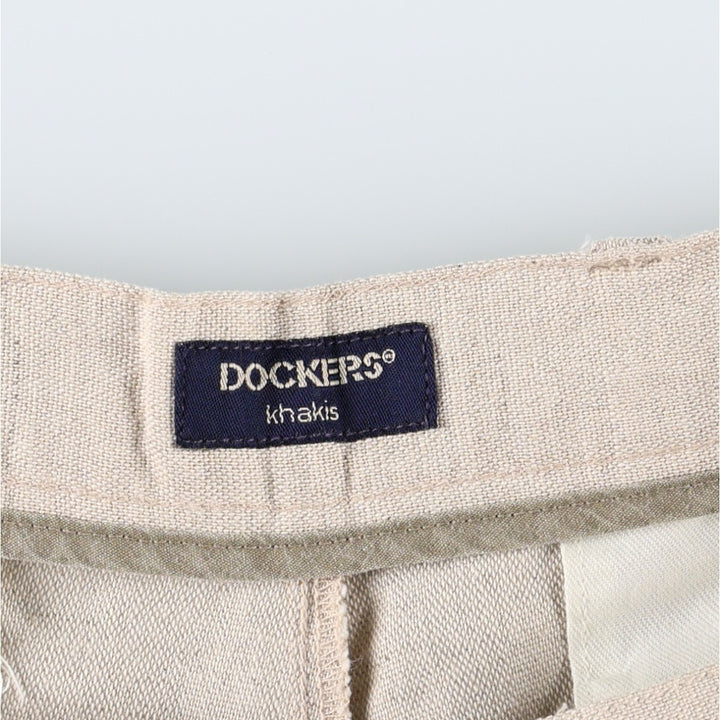 90'S Dockers Khakis Two-Pleat Linen x Cotton Trousers, Dominican Republic, Men's W34 (approx.), Vintage linen Beige type Vintage Second Hand