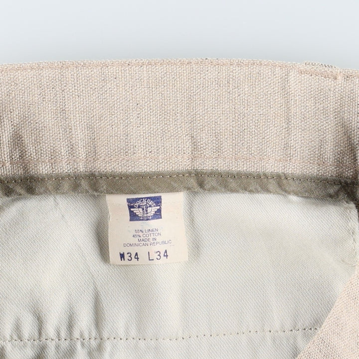 90'S Dockers Khakis Two-Pleat Linen x Cotton Trousers, Dominican Republic, Men's W34 (approx.), Vintage linen Beige type Vintage Second Hand
