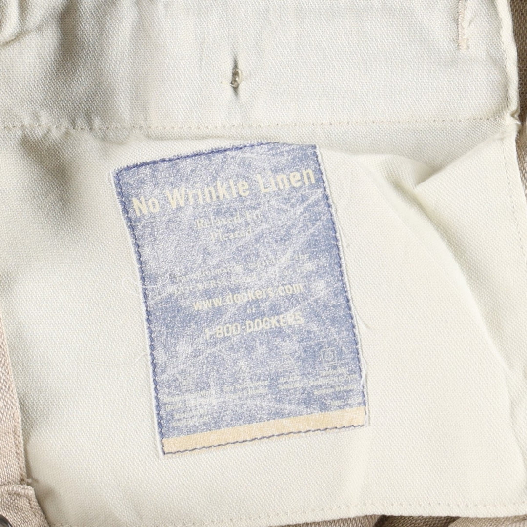 90'S Dockers Khakis Two-Pleat Linen x Cotton Trousers, Dominican Republic, Men's W34 (approx.), Vintage linen Beige type Vintage Second Hand