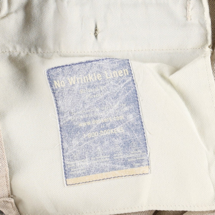 90'S Dockers Khakis Two-Pleat Linen x Cotton Trousers, Dominican Republic, Men's W34 (approx.), Vintage linen Beige type Vintage Second Hand