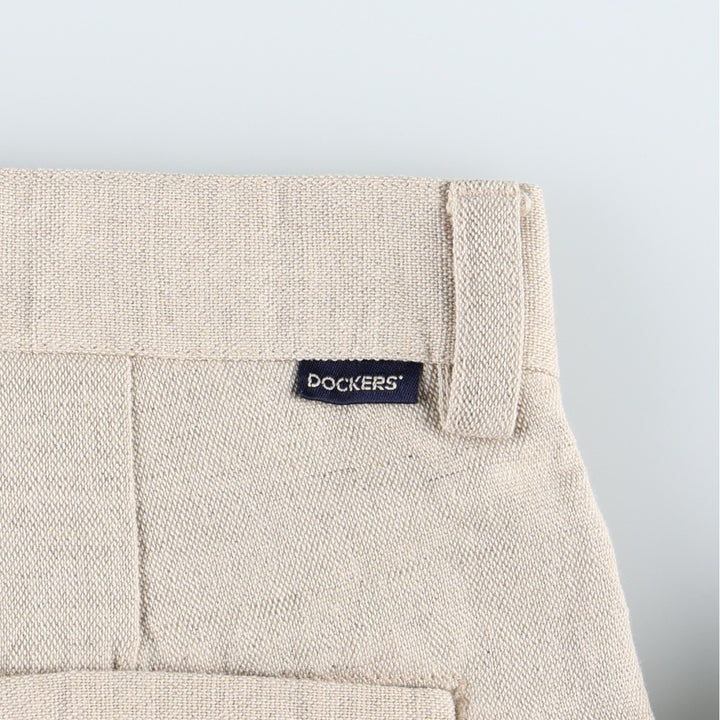 90'S Dockers Khakis Two-Pleat Linen x Cotton Trousers, Dominican Republic, Men's W34 (approx.), Vintage linen Beige type Vintage Second Hand