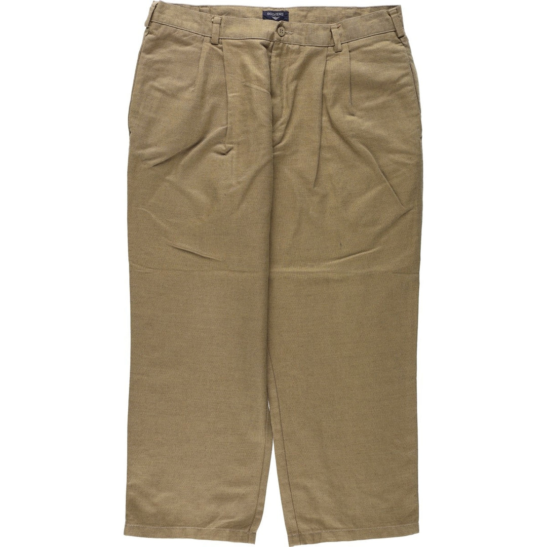 2000'S Dockers linen trousers, two-pleat, men's size W35 (approx.) linen Khaki type brown Vintage Second Hand