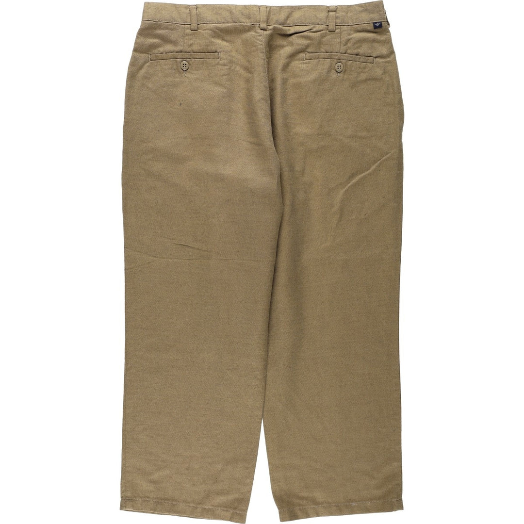 2000'S Dockers linen trousers, two-pleat, men's size W35 (approx.) linen Khaki type brown Vintage Second Hand