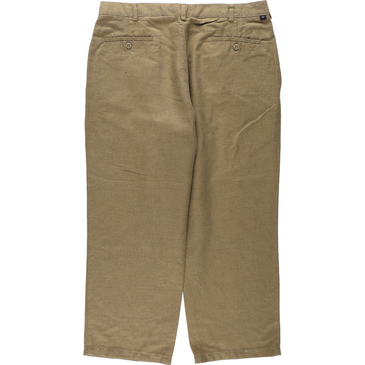 2000'S Dockers linen trousers, two-pleat, men's size W35 (approx.) linen Khaki type brown Vintage Second Hand
