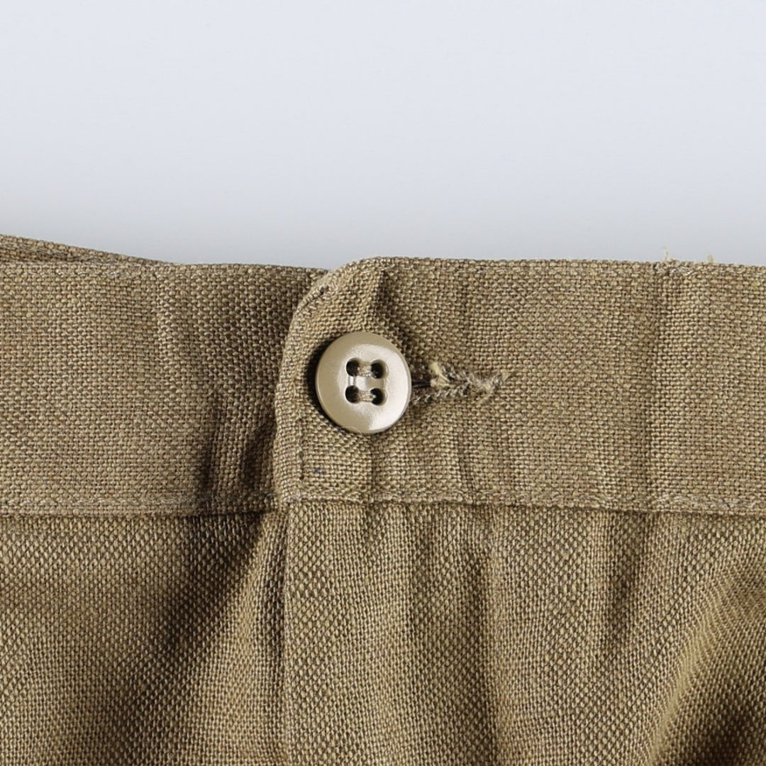 2000'S Dockers linen trousers, two-pleat, men's size W35 (approx.) linen Khaki type brown Vintage Second Hand