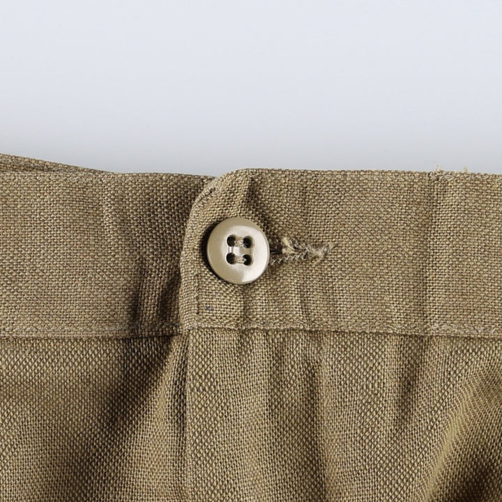 2000'S Dockers linen trousers, two-pleat, men's size W35 (approx.) linen Khaki type brown Vintage Second Hand