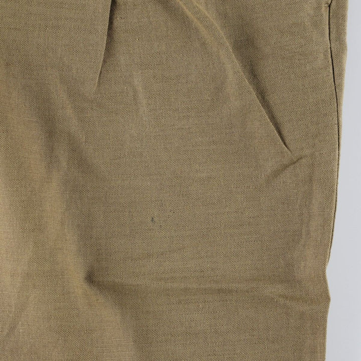 2000'S Dockers linen trousers, two-pleat, men's size W35 (approx.) linen Khaki type brown Vintage Second Hand