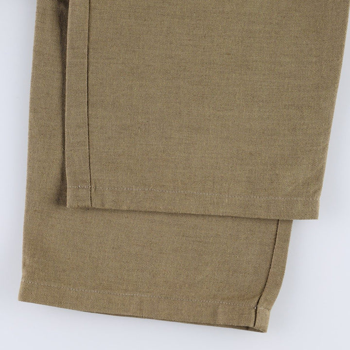 2000'S Dockers linen trousers, two-pleat, men's size W35 (approx.) linen Khaki type brown Vintage Second Hand