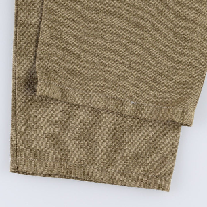 2000'S Dockers linen trousers, two-pleat, men's size W35 (approx.) linen Khaki type brown Vintage Second Hand