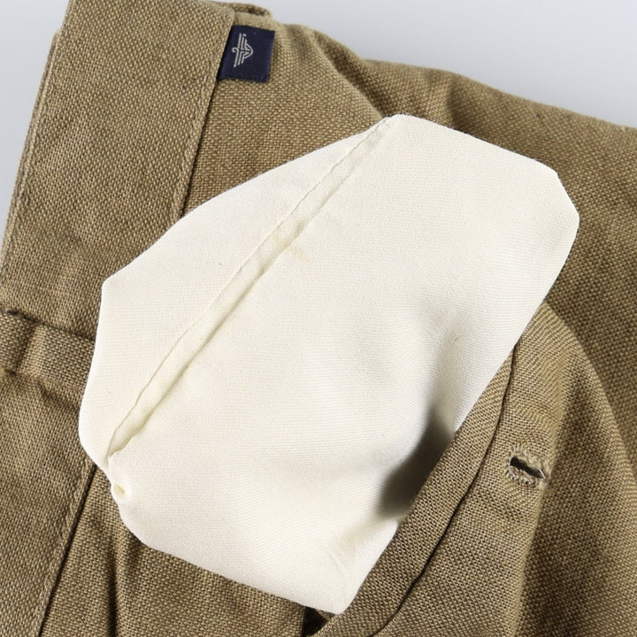 2000'S Dockers linen trousers, two-pleat, men's size W35 (approx.) linen Khaki type brown Vintage Second Hand