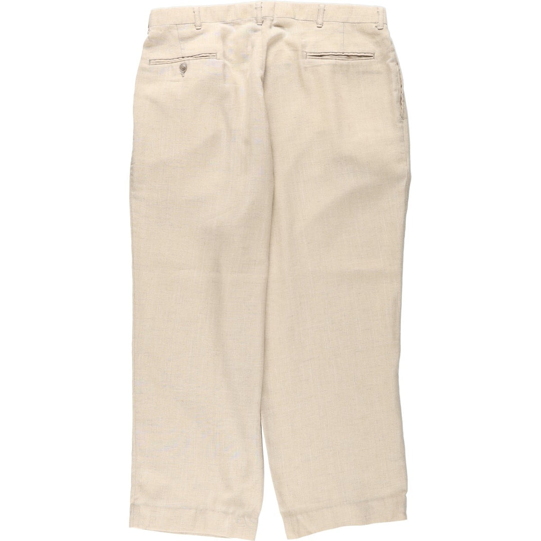 80'S Metrics Three-Pleat Slacks Pants, Made in USA, Men's Size W36 (approx.), Vintage unclear Beige type Vintage Second Hand