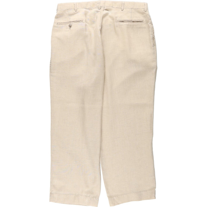 80'S Metrics Three-Pleat Slacks Pants, Made in USA, Men's Size W36 (approx.), Vintage unclear Beige type Vintage Second Hand