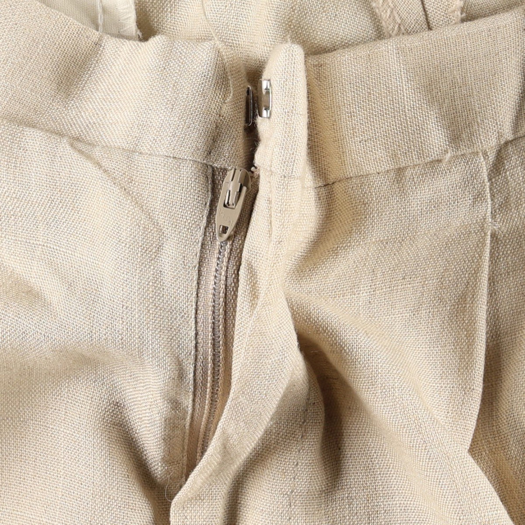 80'S Metrics Three-Pleat Slacks Pants, Made in USA, Men's Size W36 (approx.), Vintage unclear Beige type Vintage Second Hand