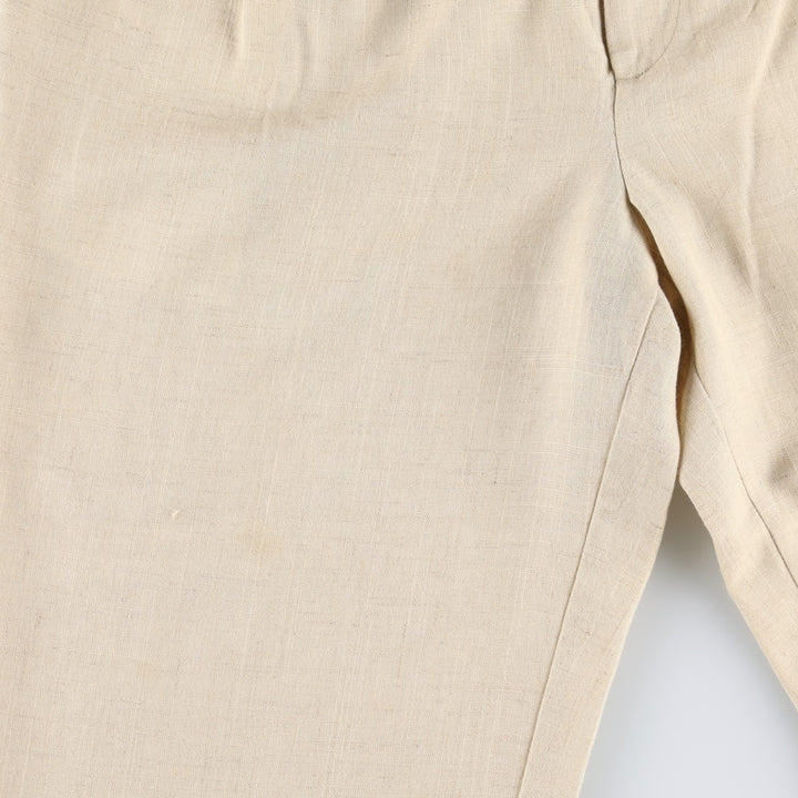 80'S Metrics Three-Pleat Slacks Pants, Made in USA, Men's Size W36 (approx.), Vintage unclear Beige type Vintage Second Hand