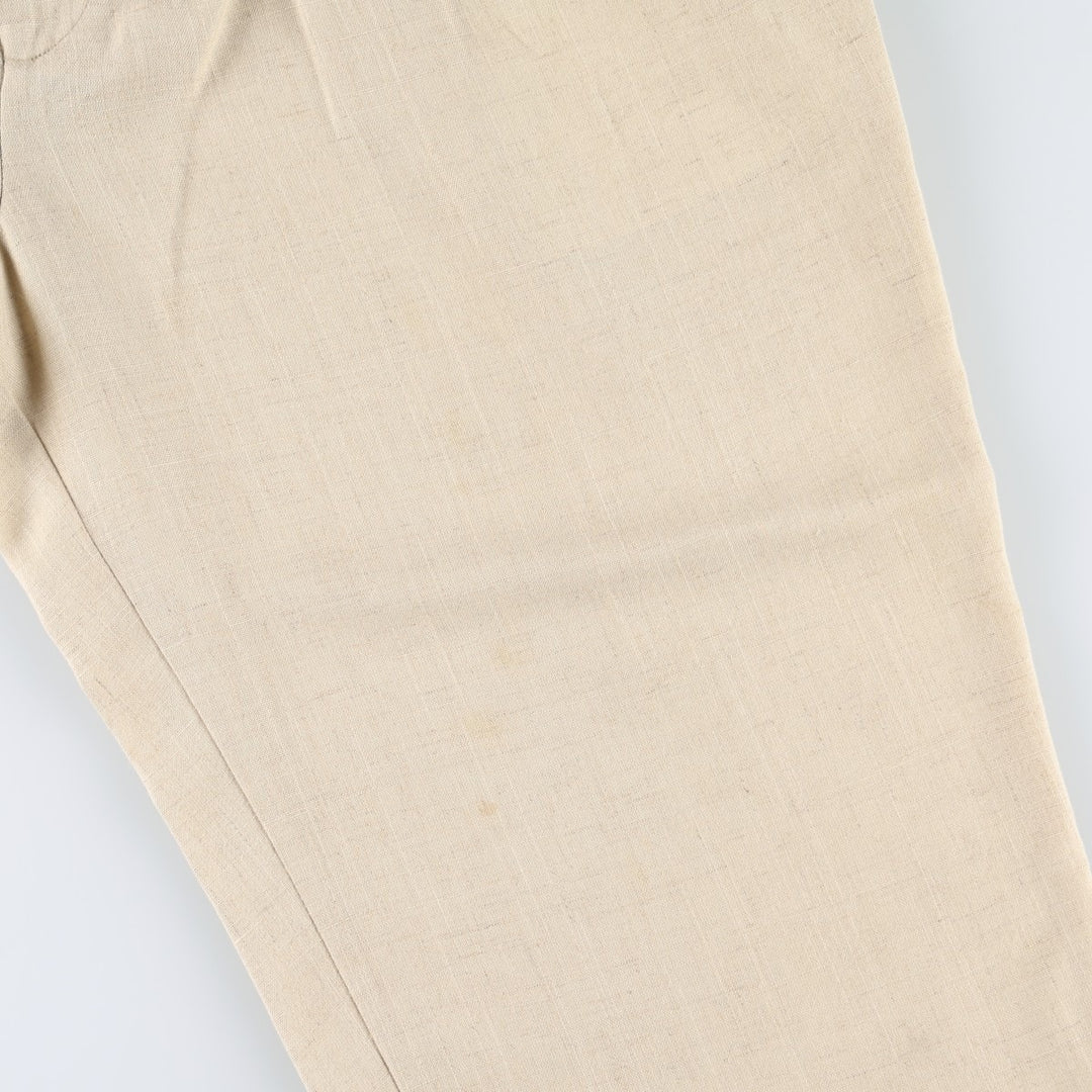80'S Metrics Three-Pleat Slacks Pants, Made in USA, Men's Size W36 (approx.), Vintage unclear Beige type Vintage Second Hand