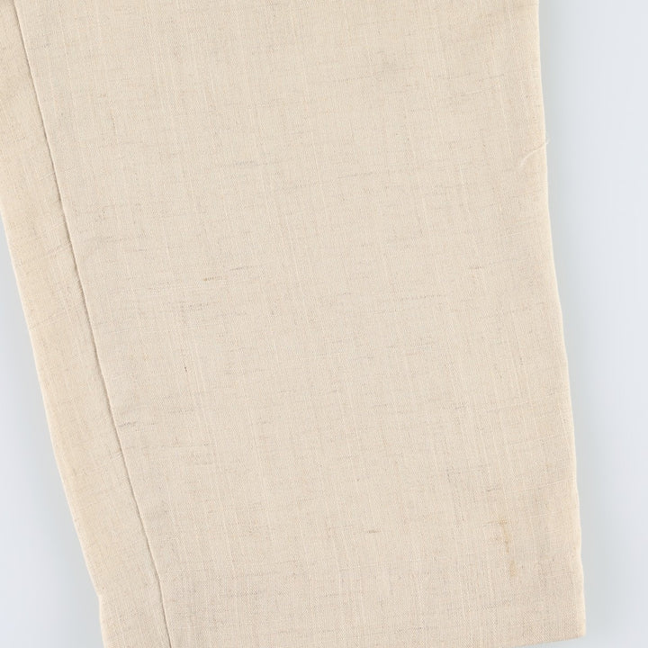 80'S Metrics Three-Pleat Slacks Pants, Made in USA, Men's Size W36 (approx.), Vintage unclear Beige type Vintage Second Hand