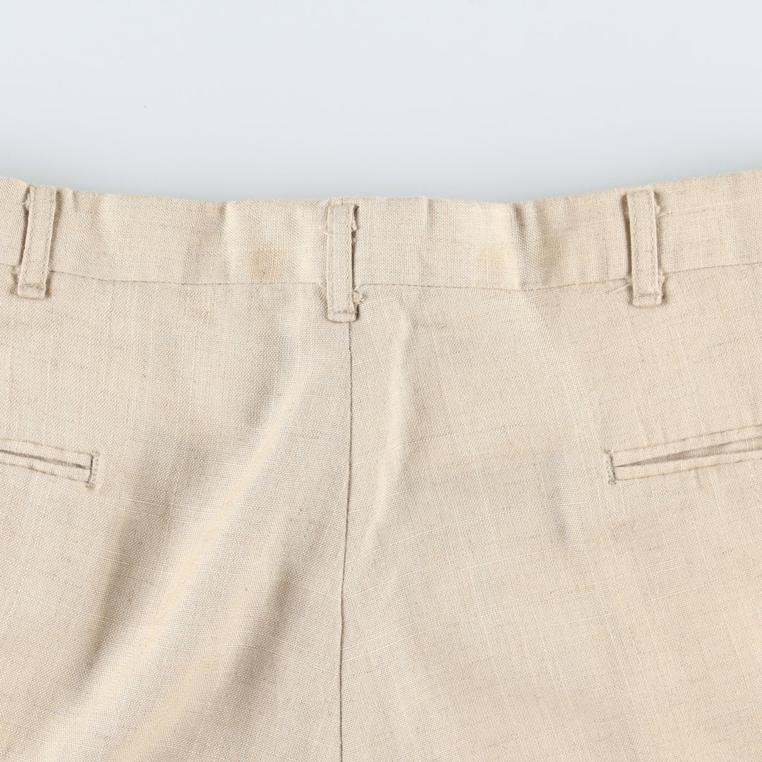80'S Metrics Three-Pleat Slacks Pants, Made in USA, Men's Size W36 (approx.), Vintage unclear Beige type Vintage Second Hand