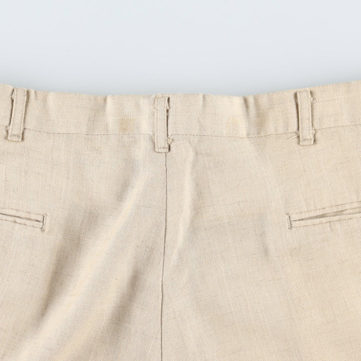 80'S Metrics Three-Pleat Slacks Pants, Made in USA, Men's Size W36 (approx.), Vintage unclear Beige type Vintage Second Hand