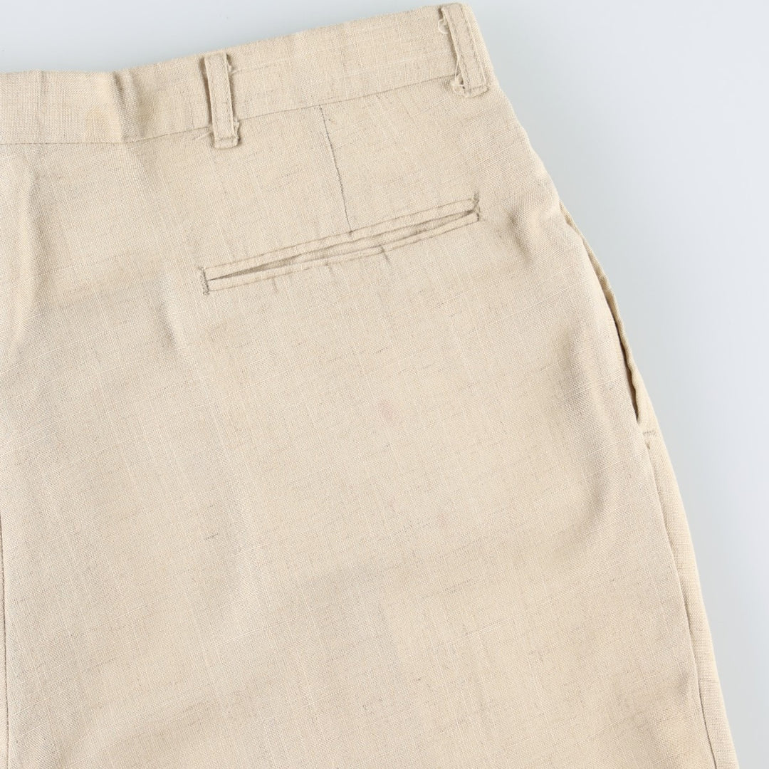 80'S Metrics Three-Pleat Slacks Pants, Made in USA, Men's Size W36 (approx.), Vintage unclear Beige type Vintage Second Hand
