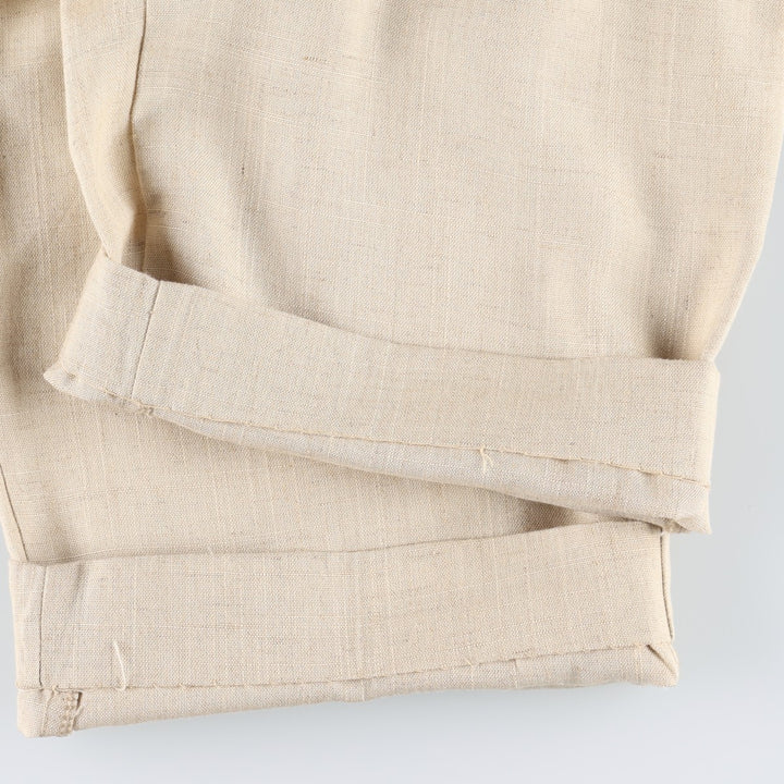 80'S Metrics Three-Pleat Slacks Pants, Made in USA, Men's Size W36 (approx.), Vintage unclear Beige type Vintage Second Hand