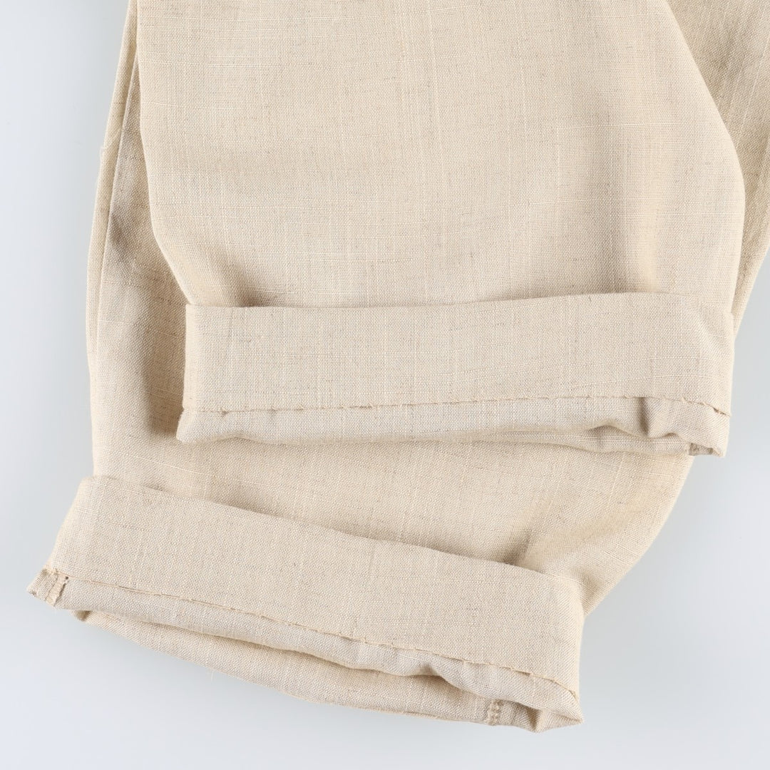 80'S Metrics Three-Pleat Slacks Pants, Made in USA, Men's Size W36 (approx.), Vintage unclear Beige type Vintage Second Hand
